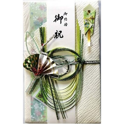 祝儀袋 夢友禅 鶴 グリーン×10