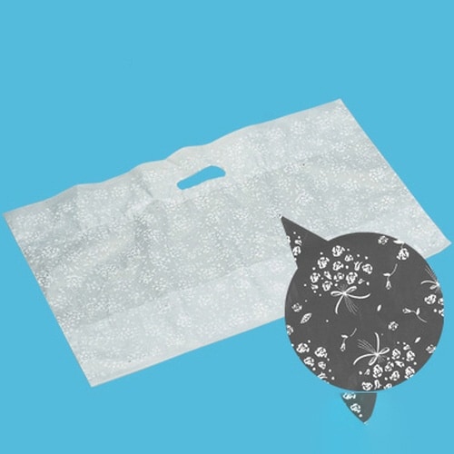 手提げポリ袋5351ポリバッグフローラル白大