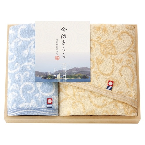 愛媛今治 木箱入フェイスタオル&ハンドタオル×3