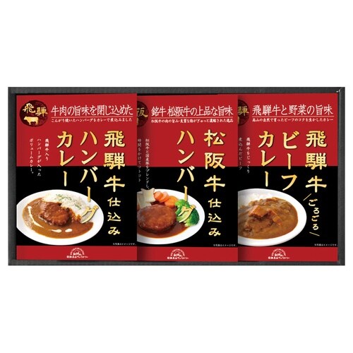松阪牛・飛騨牛ハンバーグ&カレー詰合セ×3