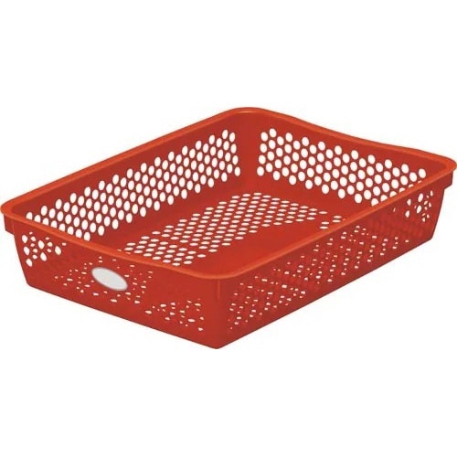 分類しやすいカラーバスケット浅型 赤