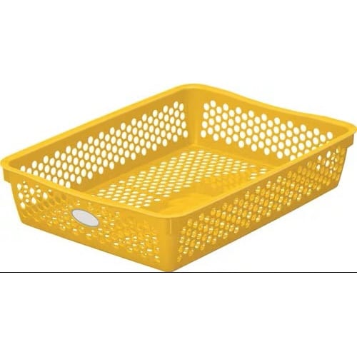 分類しやすいカラーバスケット浅型 黄