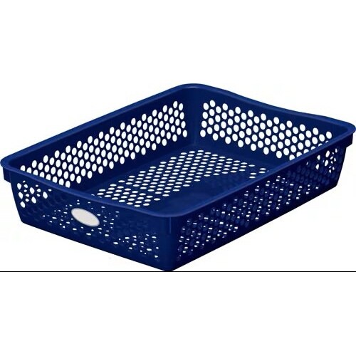 分類しやすいカラーバスケット浅型 青