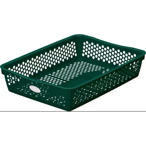 分類しやすいカラーバスケット浅型 緑