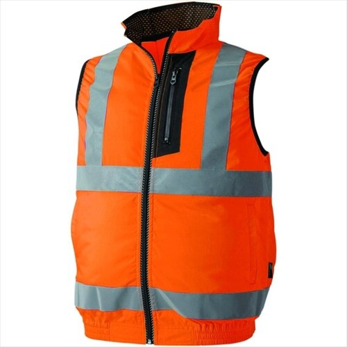 CW 安全ベスト 蛍光オレンジ赤 L