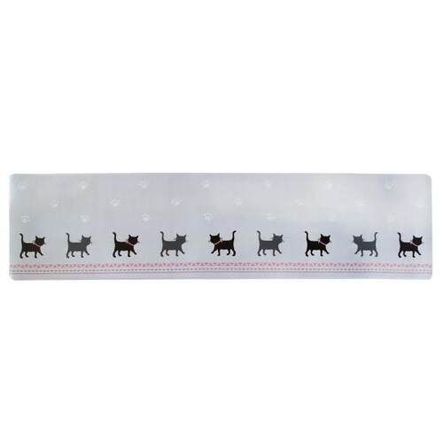 拭いてお手入キッチンマット45x180 猫 GY