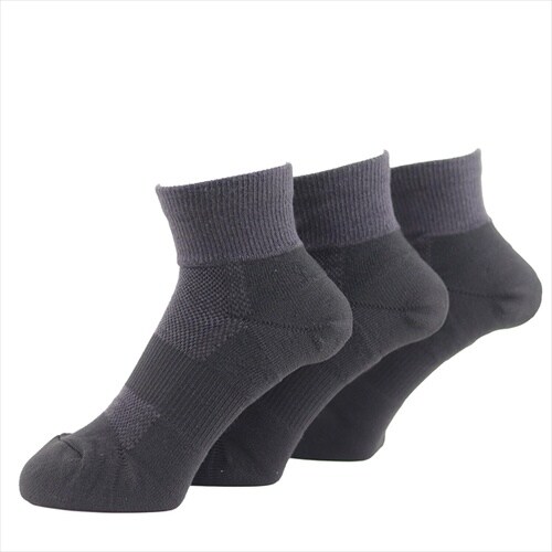 アシトモ 先丸ショート3足組 ダーク 715348