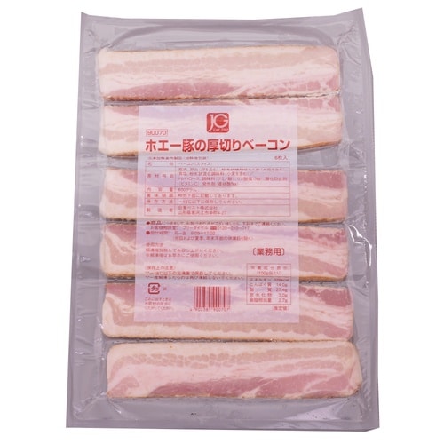 【冷凍】JGホエー豚の厚切りベーコン600g