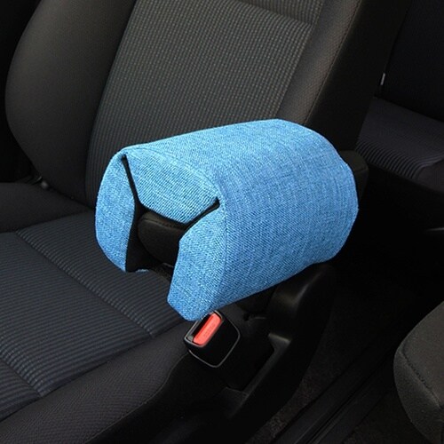 肘置きクッション リネン調ブルー W15×D20×