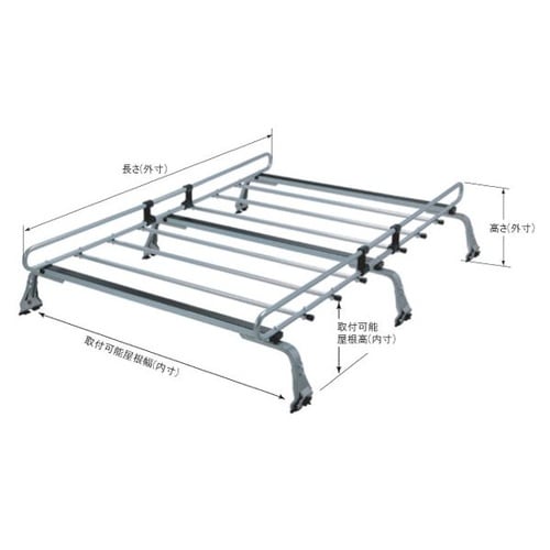 ルーフキャリア 6本脚 雨どい挟み込みタイプ 長さ