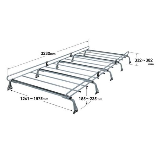 ルーフキャリア 10本脚 雨どい挟込みタイプ 長さ