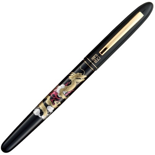 くれ竹手紙ぺん 蒔絵物語 龍と宝珠 黒×2