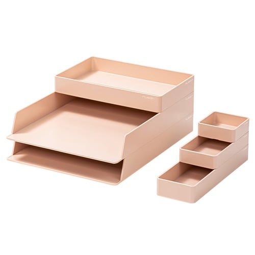 デスクオーガナイザー/6点セット/ピンク×3