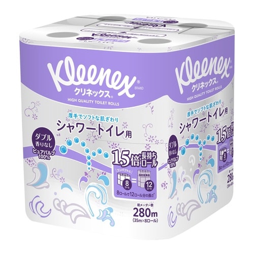 クリネックス長持ちシャワートイレ8ロールダブル×8