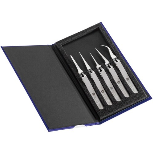 逆作用ステンレスピンセット 5本組 K5