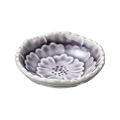 ムラサキ貫入ボタン豆皿 T03−358