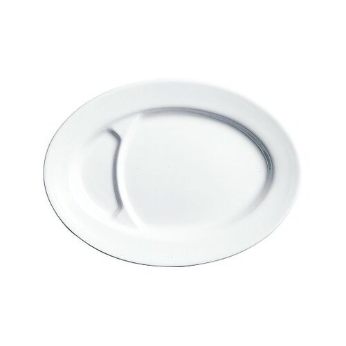 陶器「町中華」餃子皿(仕切付)23cm