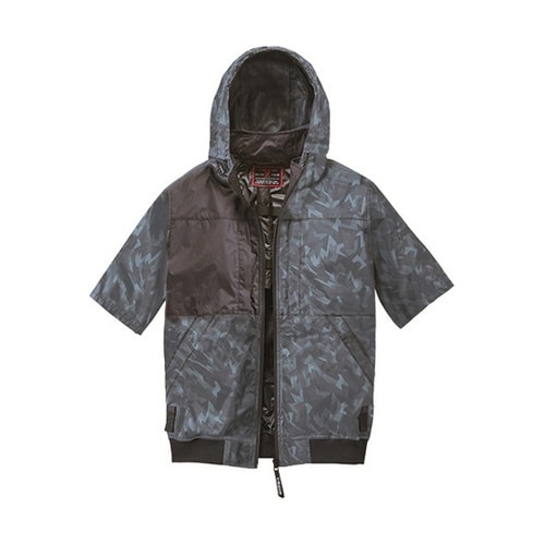 空調服半袖ブルゾン ブラックカモフラ×ブ