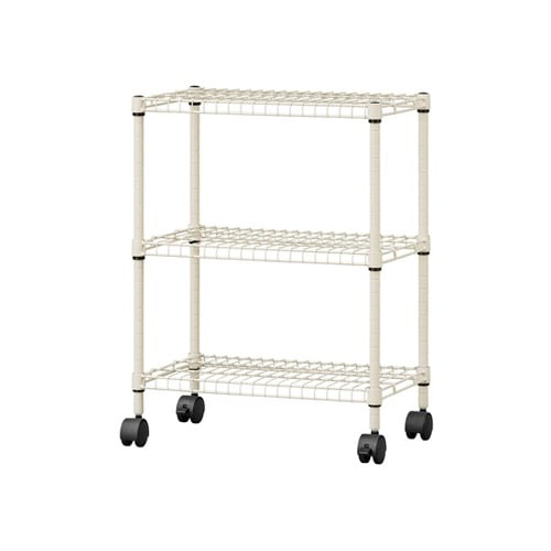 カラースチールシェルフ 3段キャスタータ
