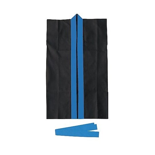 2380 ロングハッピ不織布黒襟青S