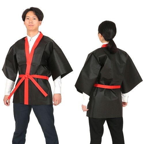 3188 カラー不織布ハッピ L 黒