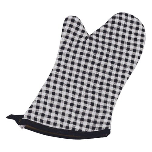 TKG チェック布製オーブンミット 黒