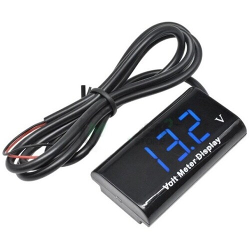 LEDデジタル電圧計 防水 ブルー WD