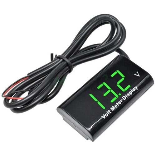 LEDデジタル電圧計 防水 グリーン W