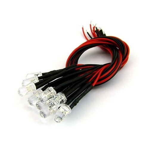 20cm線付LED φ5mm 黄/10個