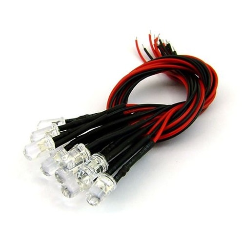 20cm線付LED φ5mm 青/10個