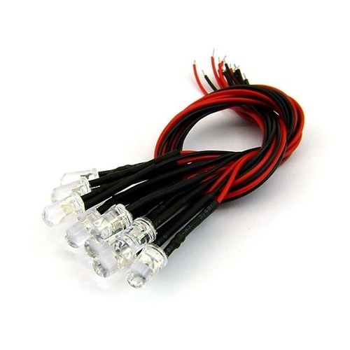 20cm線付LED φ5mm 白/10個