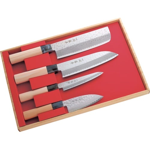 関藤平作 鎚起4本組セット(菜切・三徳・