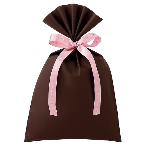 無地 梨地ギフトバッグ ブラウン 幅20