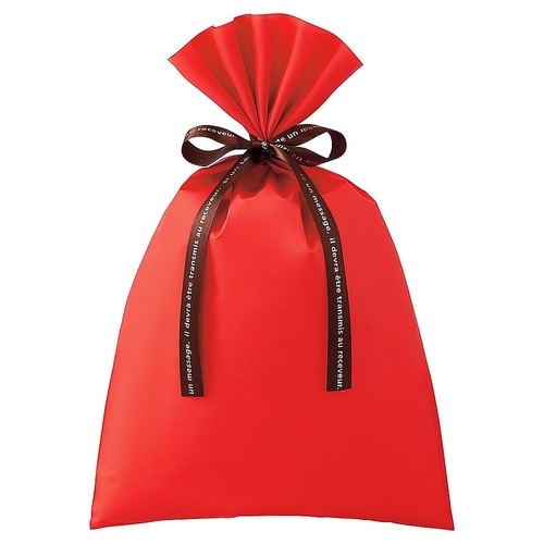 無地 梨地ギフトバッグ レッド 幅24×