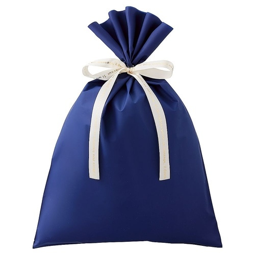 無地 梨地ギフトバッグ ネイビー 幅30