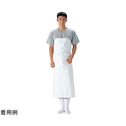 ワンタッチ前掛胸付 白 L