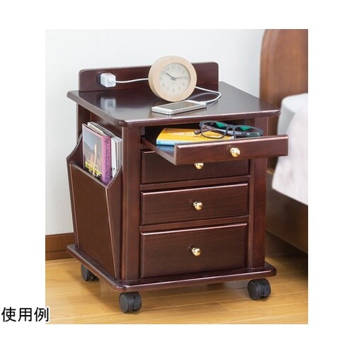 天然木リビングワゴンダークブラウン(コン