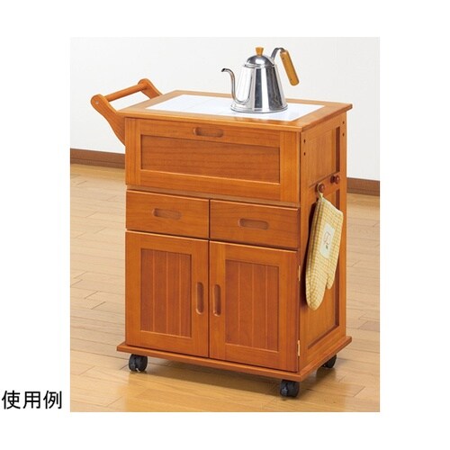 天然木フラップ式キッチンワゴン 0356