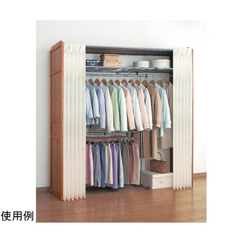 木製伸縮式クローゼットハンガー棚付き 0