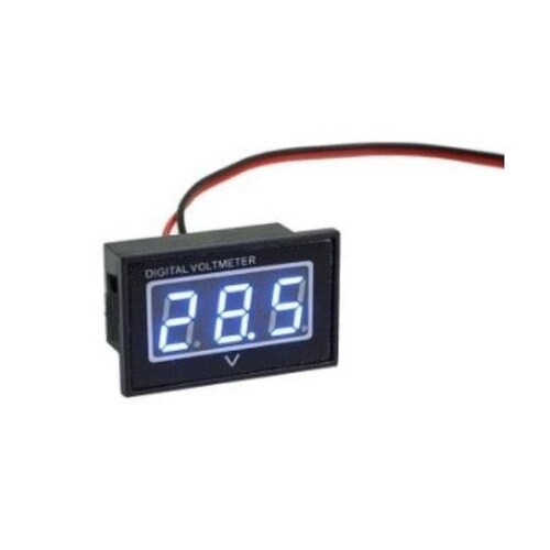 防水機能付きLEDデジタル電圧計 ブルー