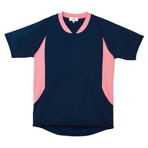 入浴介助用シャツ ネイビー×ピーチ 4L