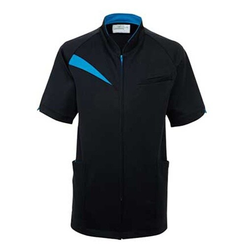 ケアワークシャツ ブラック×ティールブル