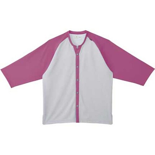 前開きシャツ アマンドピンク×シルバーモ