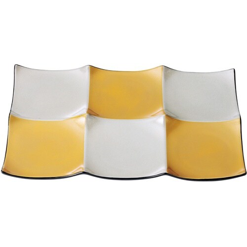 ABS6連プレート 金銀粉蒔市松裏黒(全