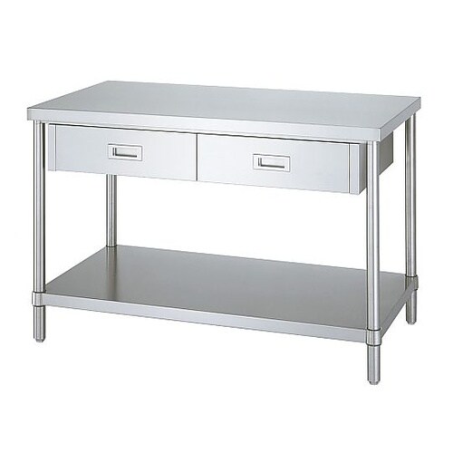 パイプ脚 作業台 ベタ棚仕様 片面引出付