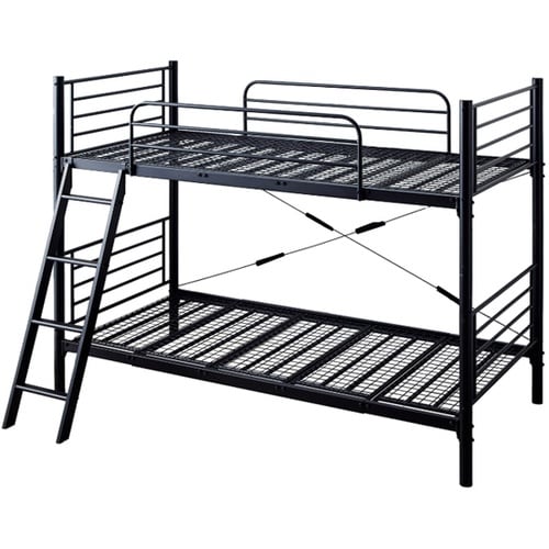 頑丈&安全設計の2段パイプベッド BK