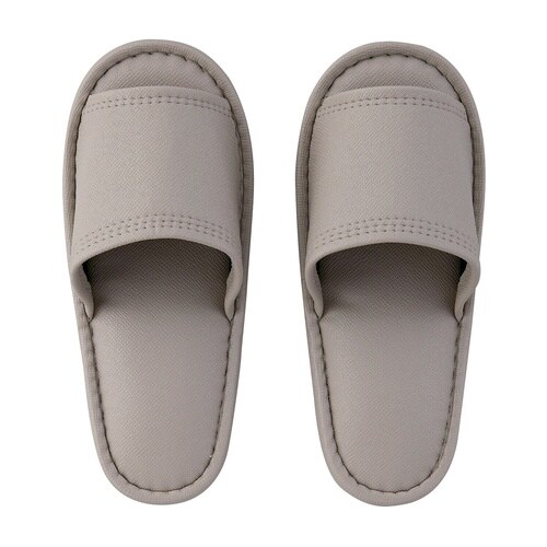 レザー風外縫いスリッパ