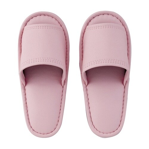 レザー風外縫いスリッパ