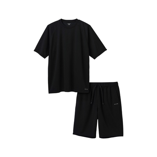 リカバリーウェア 半袖ハーフ上下 疲労回復 M 黒