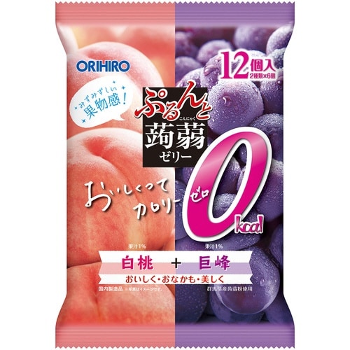 ぷるんと蒟蒻Pカロリーゼロ白桃+巨峰12個×12